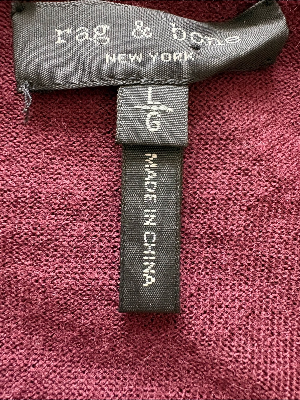 Rag&bone women’s 100% wool Colorblock Crewneck Sweater in Blush & Burgundy. L - Picture 9 of 11